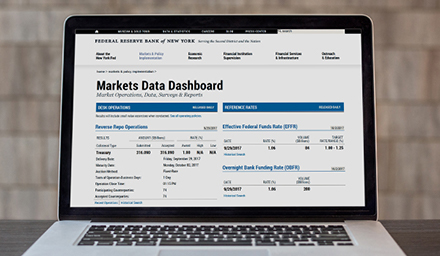 Photo of the Markets Data Dashboard on a laptop screen